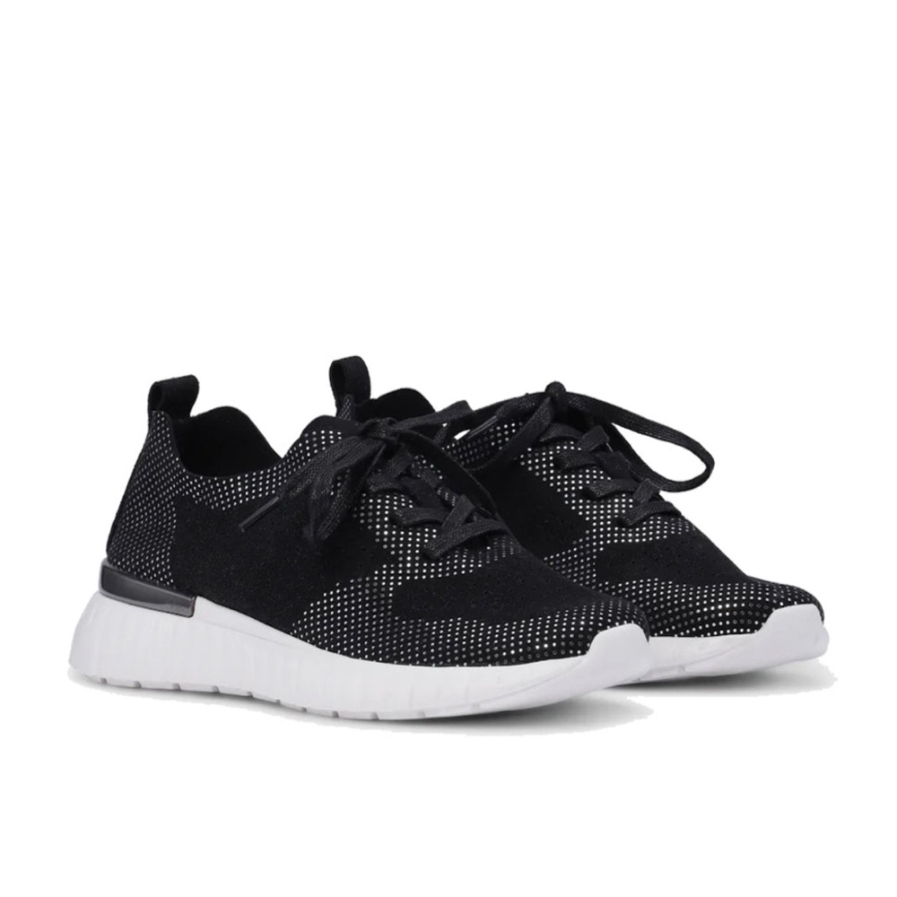 Ilse Jacobsen Black and Silver Metallic Sneakers Tennis Shoes